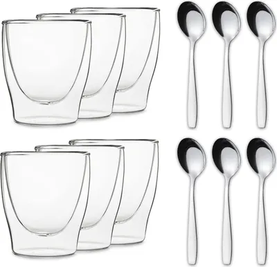 Image de Verre à double paroi - feelino by Klarstein duos - set de 6 - avec cuillère - 80 ml