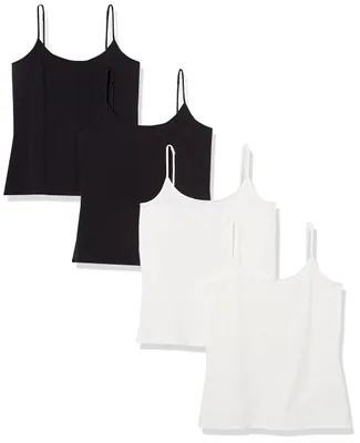 Produktbild von A. Essentials Damen Slim-Fit Camisole 4er Pack, Schwarz/Weiß, XL