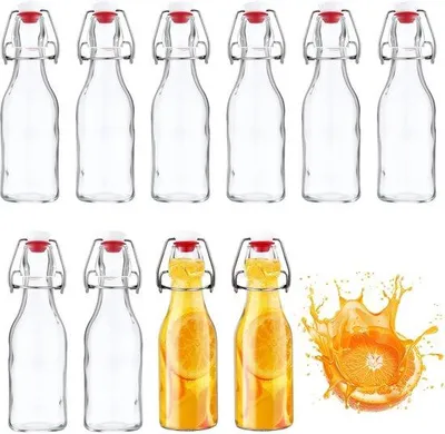 Productafbeelding van Set van 10 Glazen Flessen met Schroefdop, 250 ml