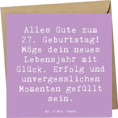 Produktbild von Mr. & Mrs. Panda Grußkarte Spruch 27. Geburtstag - Lavendeltraum - Geschenk, liebevolle Geschenke, faltkarte, Geburtstagskarte, Geburtstagsfeier, Happy Birthday, Alter