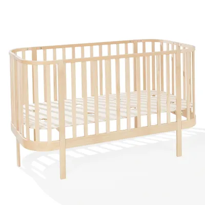 Produktbild von ATB MEBLE Gitterbett 140x70 cm - 2in1 Babybett Kinderbett umbaubar - GRAND Beistellbett Baby - Bett Baby Mitwachsend - Jugendbett - Holz