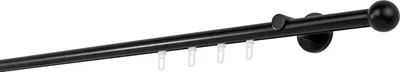 Produktbild von Gardinenstange Maß Innenlauf 20mm Ball 1-lauf Wand 6,5cm Farbe: Schwarz, Größe: 370cm