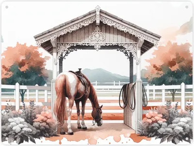 Produktbild von Geschecktes Westernpferd Metallschild XXL in 28x38 cm
