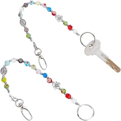 Imagen del producto de Llavero con cuentas para mujer, 27 cm - Organizador para llaves y cartera con estampado floral