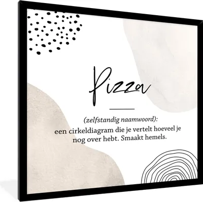Produktbild von MuchoWow® Gerahmtes Poster Pizza - Wörterbuch - Sprichwörter - Zitate - Pizza definition 40x40 cm - Poster mit Schwarzem Bilderrahmen Wandposter Rahmen Foto Bilder - Mit Rahmen - Wanddekoration Schlafzimmer