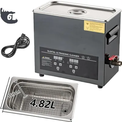 Zdjęcie produktu dla Myjka ultradźwiękowa, sterowanie cyfrowe, stal nierdzewna, 6 l – 180 W – 220 V, EU-a