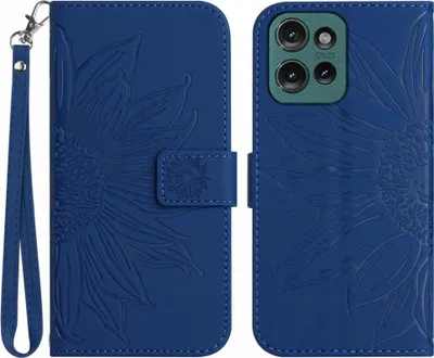 Produktbild von Motorola Moto G75 Hülle - Coverup Sonnenblume Klapphülle mit Schlüsselband - Blau