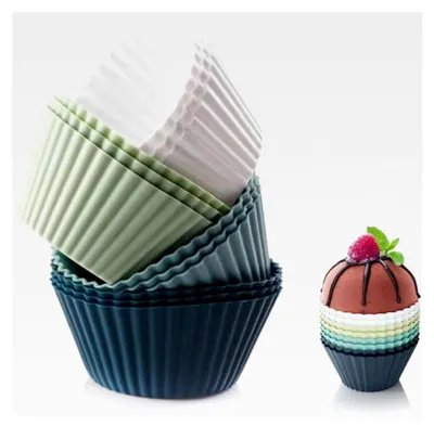 Produktbild von 12 Silikon Muffinförmchen, Wiederverwendbare Backformen für Muffins und Cupcakes, BPA-frei