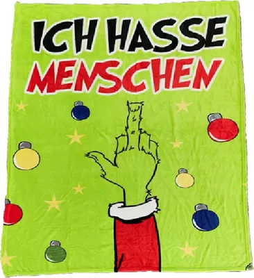 Produktbild von Grinch - Festtags Muffel Wohndecke Kuscheldecke ICH HASSE MENSCHEN 130x160 cm