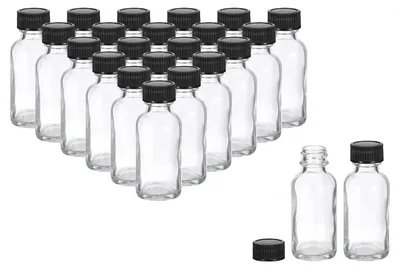 24x 30 ml Glasflaschen mit schwarzem Polykonusdeckel