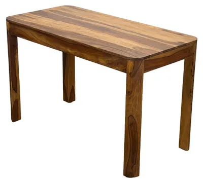 Esstisch Sheesham Massivholz 120cm in Sheesham-Farbe mit massiven Holzbeinen in Gesamtansicht.