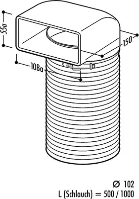 Produktbild von Naber N-URX 100 Umlenkstück 90° mit Flexschlauch, weiß, 1000 mm - Lüftungstechnik