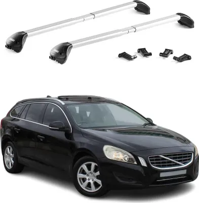 Image de Barres de toit transversales pour Volvo V60 2010-2025 Alu Gris Argenté 2x ABE