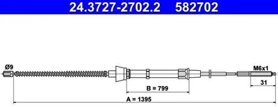 Produktbild von ATE 24.3727-2702.2 Handbremsseil hinten