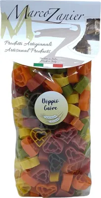 Produktbild von Bunte Pasta "Herz in Herz / Doppio Cuore", 500 g, Farbige Nudeln, Marco Zanier