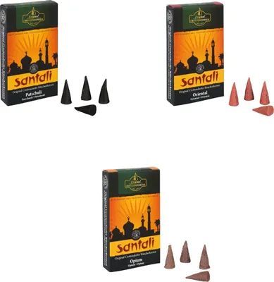 Produktbild von Crottendorfer Räucherkerzen - 3er Set - "Santali" - Opium, Patschuli, Oriental - jeweils 24 Stück