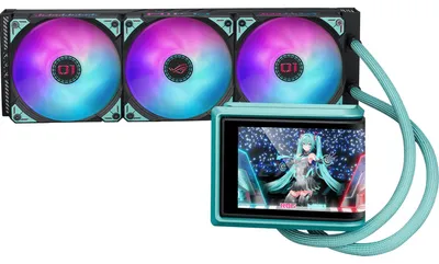 Immagine prodotto di ASUS ROG RYUO IV 360 ARGB Hatsune Miku Edition, radiatore a liquido all-in-one, 12 cm, nero, turchese