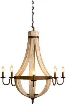 Image de Lustre Abdallah bois métal 93cm | Lustre indien shabby chic