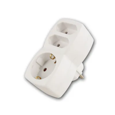 Zdjęcie produktu dla Adapter gniazda 1x styk uziemiający / 2x Euro, McPower, biały