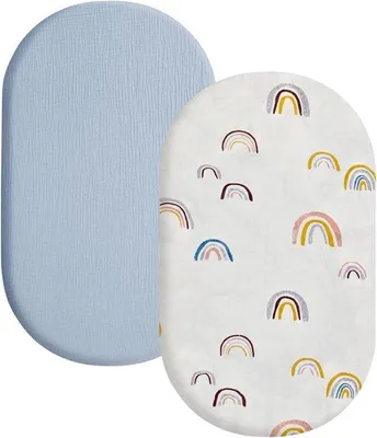 Produktbild von 2 Spannbettlaken für Kinderbett und Reisebett, 82x41 cm - Weiche Musselin-Baumwolle