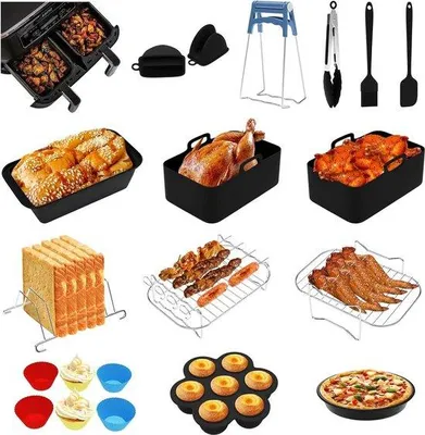 Productafbeelding van 20 stuks accessoires voor heteluchtfriteuses Ninja Foodi AF300EU AF400EU 7,6-9,5 l - Accessoires voor Dual Zone Air Fryer - Airfryer accessoires