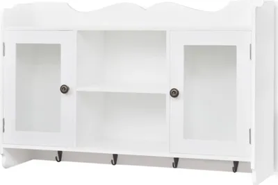 Image de Vitrine murale avec étagère de Livre / DVD / Verre en MDF Blanc