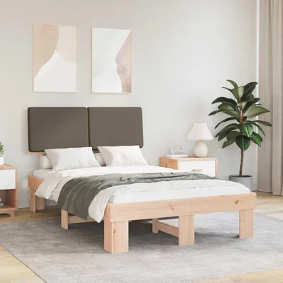Zdjęcie produktu dla Maison Exclusive – rama łóżka z tapicerowanym wezgłowiem, kolor taupe, 120 x 200 cm