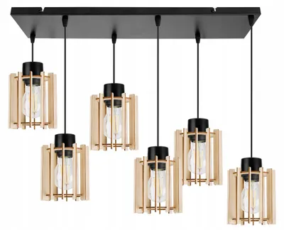 Immagine prodotto di Lampada a sospensione, lampadario da soffitto, legno, paralume LED