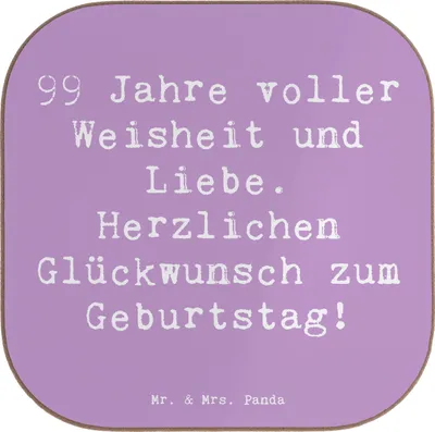 Produktbild von Mr. & Mrs. Panda Tischschoner Spruch 99. Geburtstag - Lavendeltraum - Geschenk, Erinnerungsgeschenke, Happy Birthday, Alles gut zum, neunundneunzigster, Coaster, Weisheit
