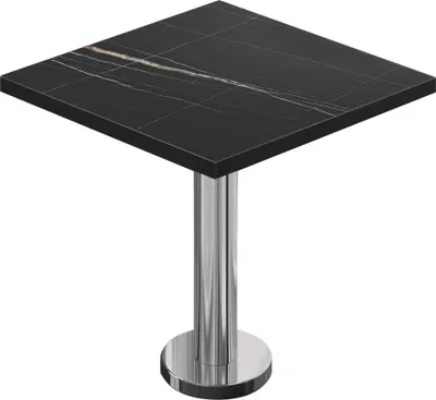 Produktbild von BML | Bistro Tisch | 70 x 70 x 74,5 cm | Quadratisch | Schwarzer Rand | Schwarz Marmor / Edelstahl | Bistrotisch Gastro Tisch