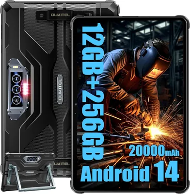 Image de OUKITEL RT8 Tablette Incassable 20000mAh 12GO+256GO 11 Pouces FHD+ Tablette Durcie Helio G99 Octa Core 48MP+32MP Caméra Dual SIM 4G NFC - Noir