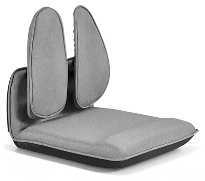 Obrázek produktu pro Podlahové křeslo – Nastavitelné podlahové křeslo s 5 polohami – Ergonomická opěrka zad – Skládací a přenosné – Robustní kovový rám – Polstrování z pěny s lněným potahem – Šedá barva