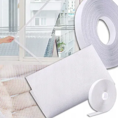 Produktbild von Moskitonetze für Fenster 130x150cm Fliegengitter Fenster mit Selbstklebend Rollen Kann auf die gewünschte Größe zugeschnitten werden vor Insekten Weiß
