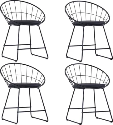 Image de Chaises à manger similicuir lot de 4 noir acier