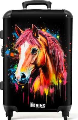Obrázek produktu pro NoBoringSuitcases.com® Velký kufr - Barevný kůň s graffiti - Kombinovaný zámek TSA - Pevná skořepina na kolečkách - 4 kolečka - 72 litrů - Cestovní kufr - 66 cmKufr Medium 67x43x25 cm, 72L,