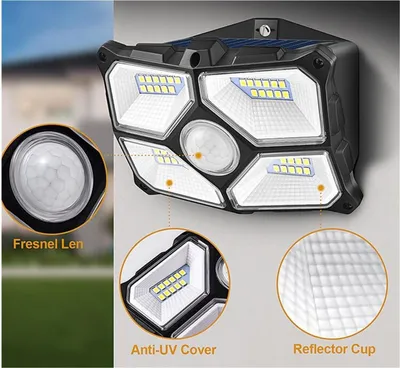 Produktbild von LED Solar Wandleuchte 'SWL 722' PIR Bewegungsmelder, 72 LEDs, IP65