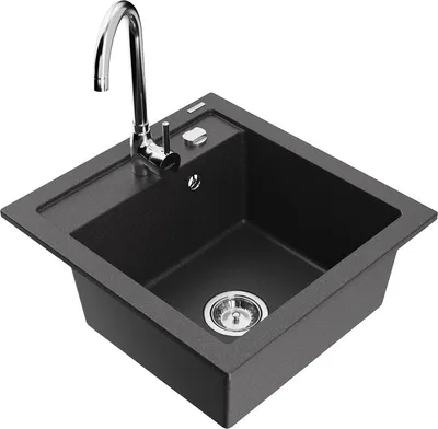 Produktbild von Mexen Vito 1-Becken-Granit-Spüle mit Mischbatterie Telma, Schwarz gesprenkelt - 6503-76-670200-00