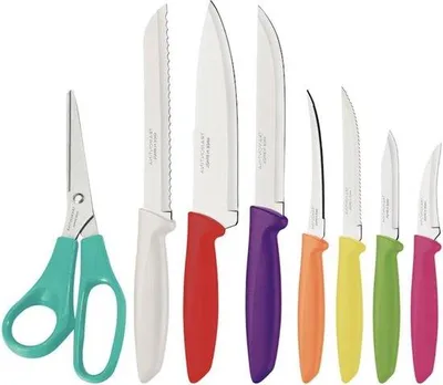 Produktbild von Kochmesser-Set aus Edelstahl - 8er Set - Tomaatmesser - Brodmesser - Chefkochmesser - Steakmesser - Schaar - Gemüseschäler