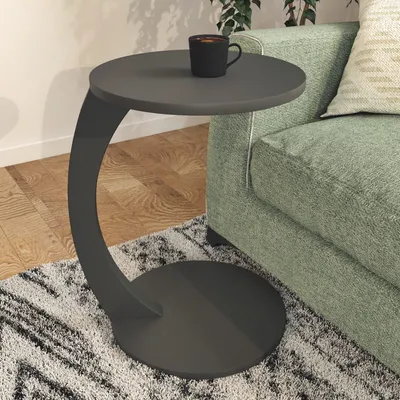 [en.casa] Príručný stolík Holeby Posteľný stolík na kolieskach Stolík pod notebook Sivý Obývačkový stolík v tvare C - Ako nový