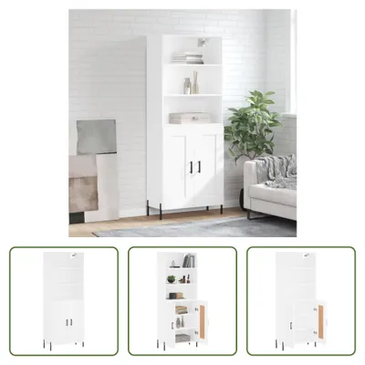 Produktbild von The Living Store Highboard Weiß 69,5x34x180 cm Holzwerkstoff