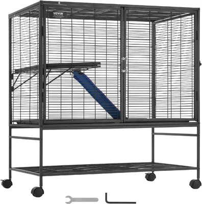 Image de Cage métallique à 4 niveaux, adaptée aux furets, ainsi qu'aux rats, aux hamsters, aux cobayes et aux chinchillas