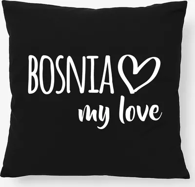 Produktbild von Huuraa Kissen Bosnia my love 40x40cm mit Füllung Black Baumwolle Dekokissen Geschenkidee