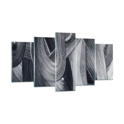 Produktbild von Bilder auf glas - 5 Teile - Farbe Pinsel Schwarz - 160x85cm - Glasbilder - Wandbilder - Bilder - zum Aufhängen bereit - Wanddekoration aus Glas - Glas Bilder - Wandbild auf Glas - GEA160x85-5024