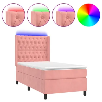 Produktbild von vidaXL Boxspringbett mit Matratze & LED Rosa 90x200 cm Samt
