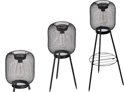 Produktbild von LED Solar Stehlampe Stehleuchte Tischlampe mit warmweißem Licht für den Außenbereich 66cm hoch Netz schwarz
