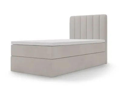 Produktbild von MYSEN Boxspringbett 100x200 Lamini mit Bettkästen mit Matratze (14 cm) mit Topper (4 cm) Komplett-Set Polsterbett Bonell H3 Creme
