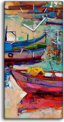 Produktbild von Wandbild Leinwand Bilder Wanduhr 30x60 Foto Bild Seelandschaft Boote Ozean - weiße Hände