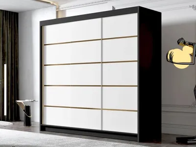 Obrázek produktu pro Vysoká šatní skříň 250 cm VOLENTE - černá / bílá