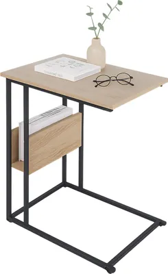 Zdjęcie produktu dla Relaxdays 4052025858186, Stolik nocny, Czarny, Jasny brąz, MDF, Żelazo, 2 pół., 35 kg, 550 mm