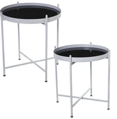 2er-Set runde Beistelltische Metall/Glas, 53x56 & 58x62 cm
